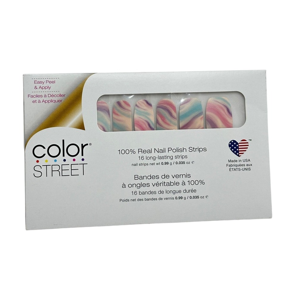 Color Street Cotton Candy Swirl Nail Polish Strips Marble Pink Blue Purple